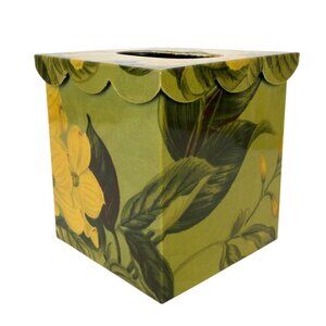 Colonial Williamsburg Garden Images Floral Tissue Box Cover Yellow Green Plastic